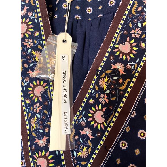 JONATHAN SIMKHAI Scarf Print Peasant Faux Wrap Long Sleeve Blouse US XS NWT - Picture 7 of 11